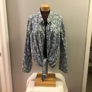Seven 7 luxe blue white floral button down